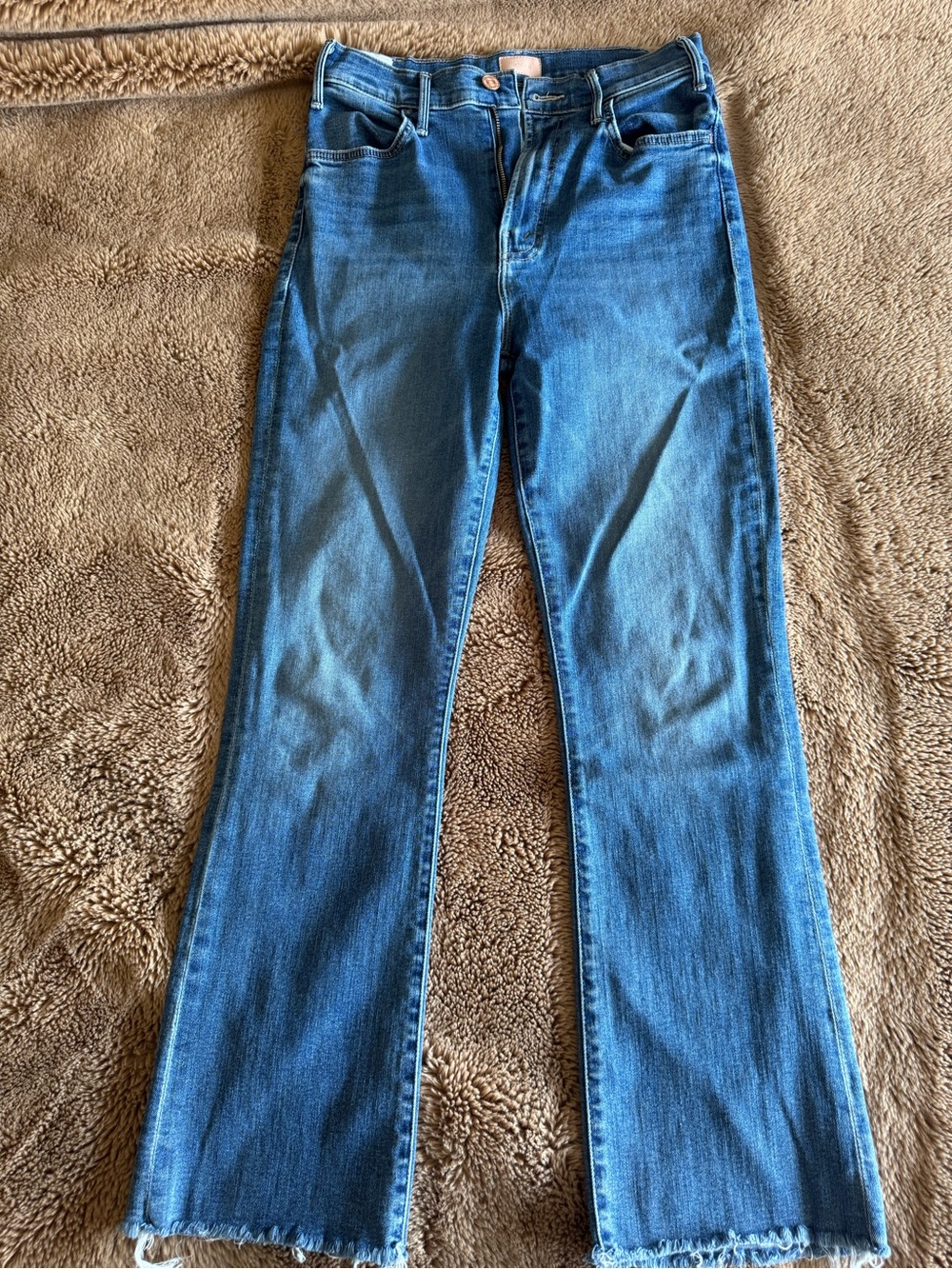 MOTHER Women's Blue Bootcut Jeans with Raw Hem